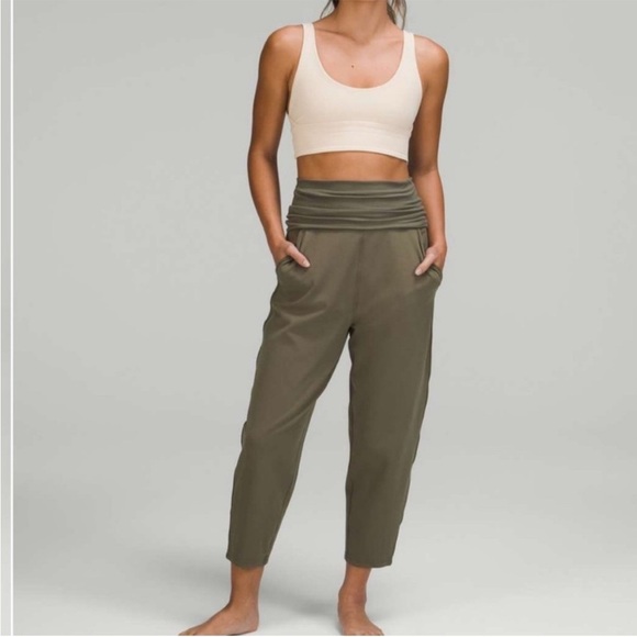 lululemon athletica Pants - Lululemon Align Ribbed Waist Cropped Jogger - grey sage size 2